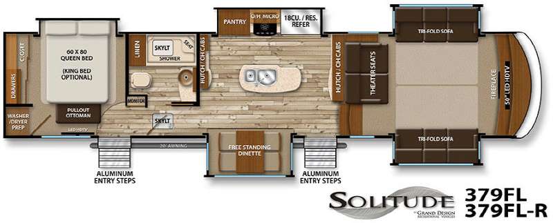 Grand Design Solitude 379FL Fifth Wheel Floorplan